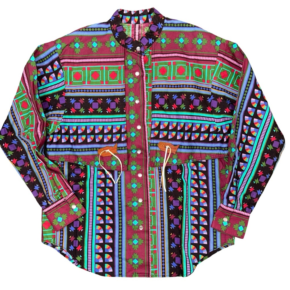 Handmade Southwestern Aztec print western pearl snap shirt - Picture 1 of 7